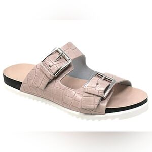Charles David Women's Pink Lonnie Croc Embossed Sandal Shoes Size 37/US 7